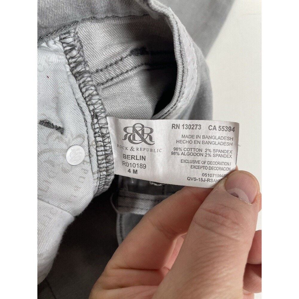 Rock Republic Berlin Jeans Womens 4M Grey Skinny Stretch Logo Pockets R010189 - Picture 4 of 11